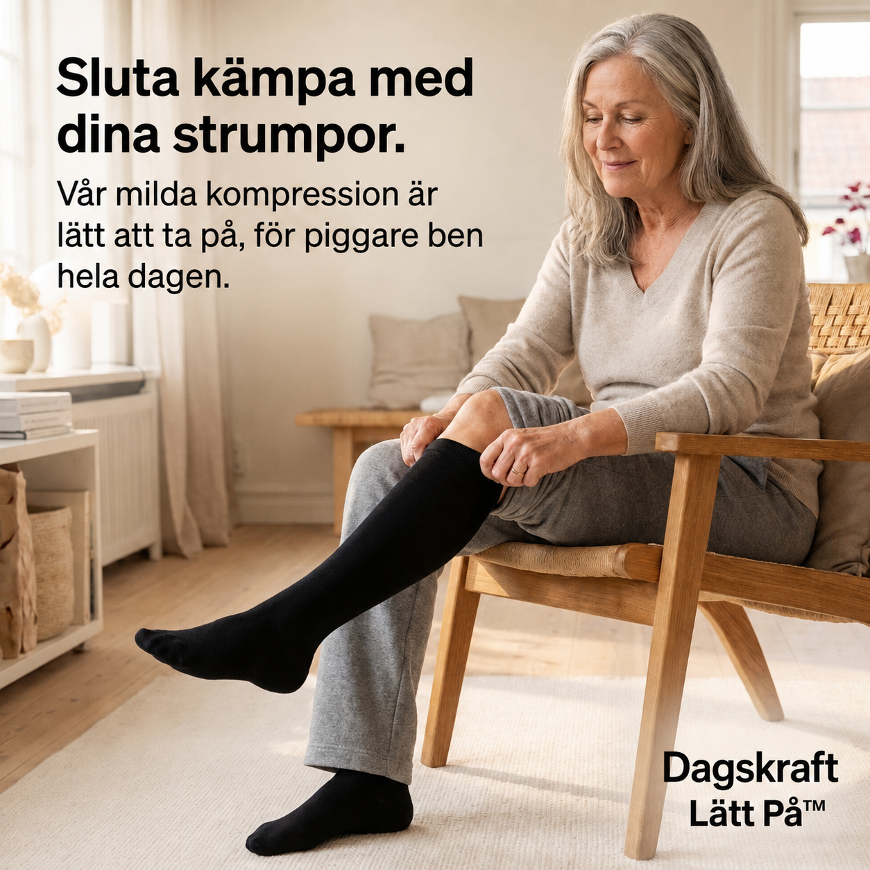 Lätt På™ – Bambu stödstrumpa för seniorer